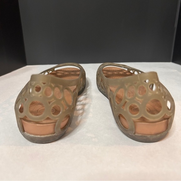 Crocs Adrian Women's Size 8 Ballet Brown Jelly flats slip-on Laser cut peep toe - Picture 3 of 7